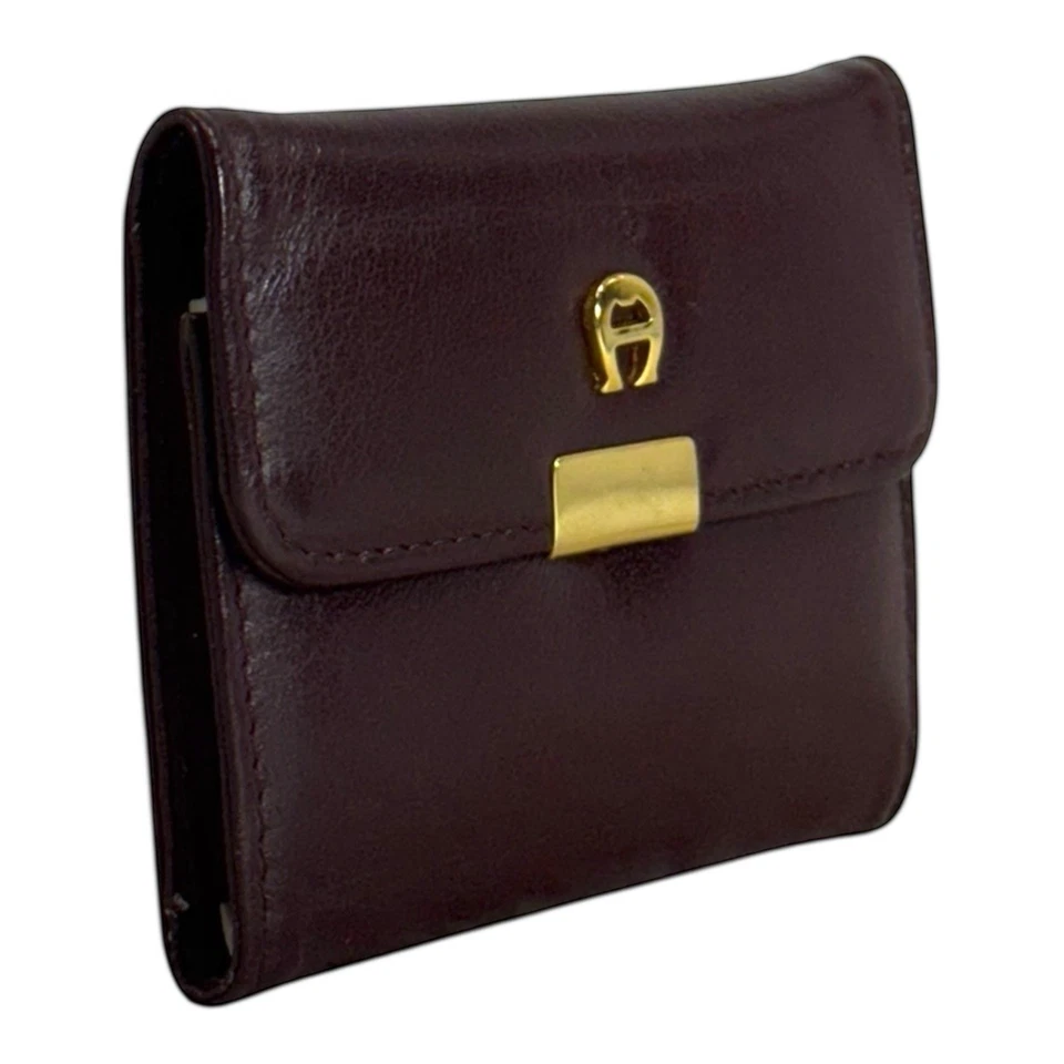 Mini libreta de direcciones de cuero ETIENNE AIGNER de colección años 80 90 billetera compacta triple Foto 3 de 4