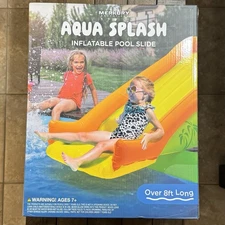 New Merkury Aqua Splash Inflatable Pool Slide 8ft Long 3.25ft Tall Age7+ FreeS&H