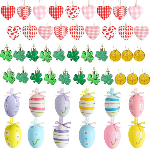 Jutom 108 Pcs St. Patrick's Day Shamrock Easter Egg Tree Decorations Heart...