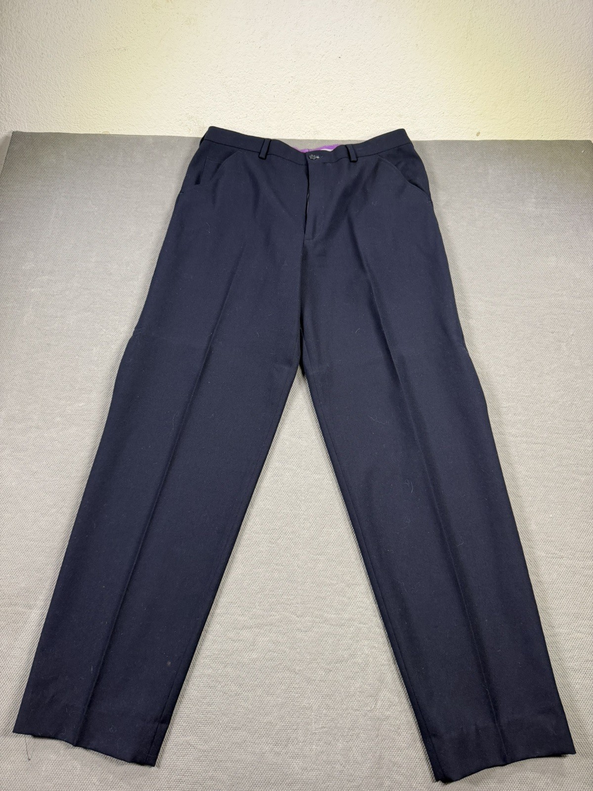Paul Smith Wool Trousers Men 34 Black Flat Front Slash Pocket Dress Pant