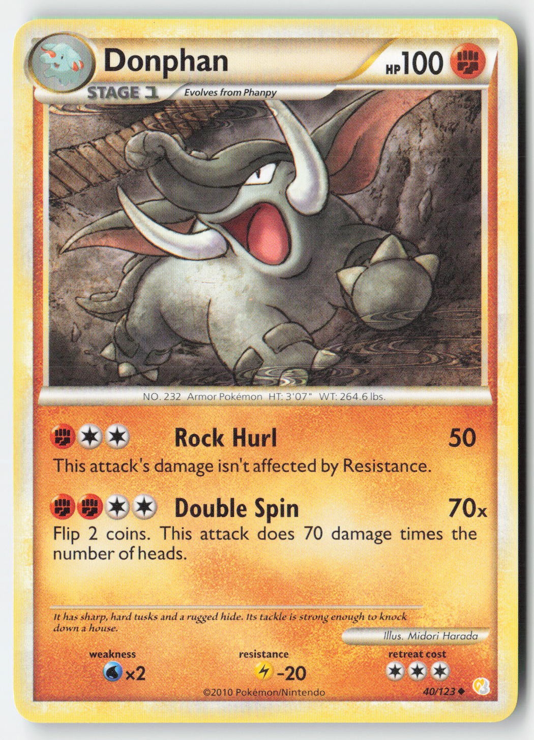Pokemon - Donphan #40/123 - HeartGold SoulSilver Uncommon