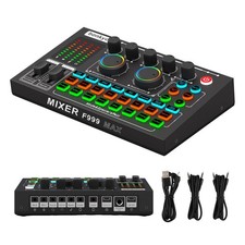 F999MAX Live Sound Card, Professional Audio Mixer  Noise Reduction, Metal Bo...