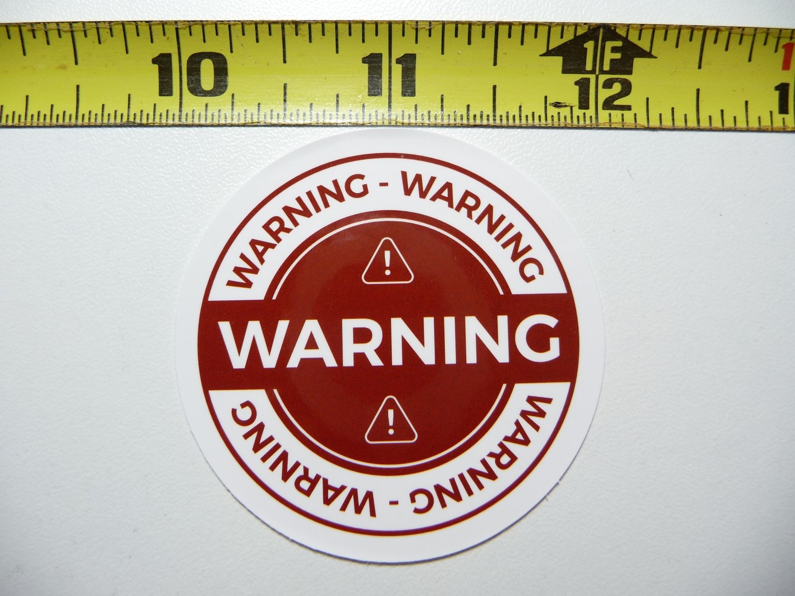 Funny 5 Warning Circle Sticker Decal for Joke Gag Prank Fun