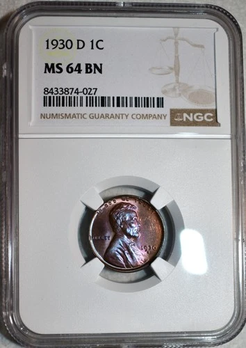 NGC MS-64 BN 1930-D Lincoln Cent, Gorgeously Toned, Radiant Gem!