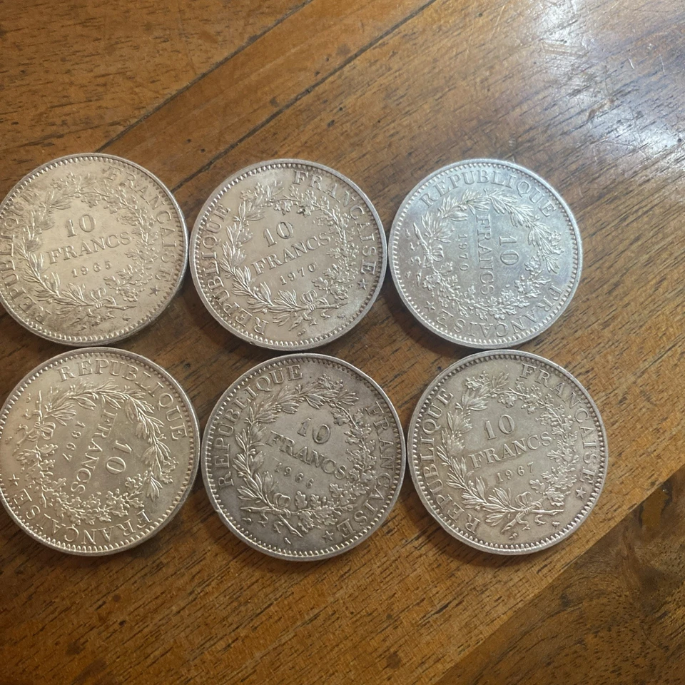 10 francs hercule argent lot 6 pièces - Photo 1/1
