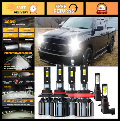 High Power 6500K White Light Bulbs for Dodge Ram 2013-2018, Pack of 6, 9005 H11