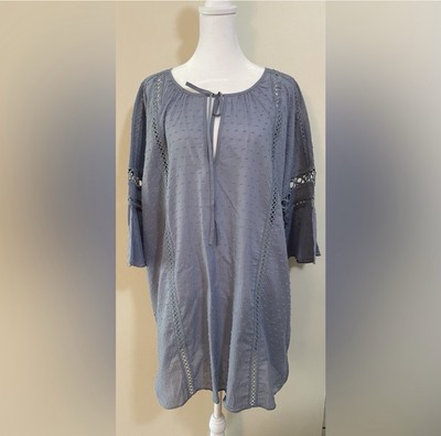 Victorias Secret Eyelet Tunic Nightgown top Ruffle Frills Drees Sz Large. NWT