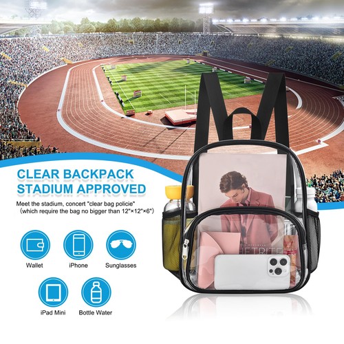 Clear Backpack for Stadium Events Clear Backpack 12x12x6 with Front Pocket fo... - Picture 7 of 7