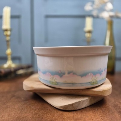 Salatschüssel Sologne Porzellan Dekor Camargue Vögel Vintage 23 cm