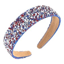 Glitter 4th of July Headbands for Women and Girls 1.3 Inch red wahite and blue