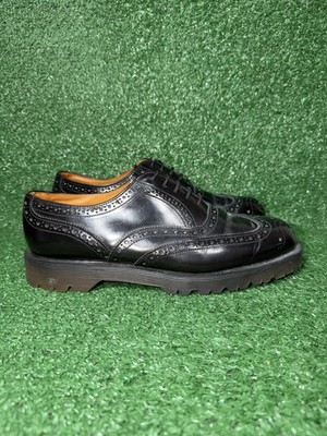 Loake Dr Martens Black Embroidered Leather Brogue Oxford England Shoe US 10 UK 9