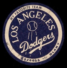 1958 Bazooka Blony My Favorite Team Felt Patch Set-Break Los Angeles Dodgers