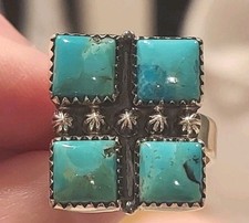 New Sterling Silver & Kingman Turquoise Adjus...