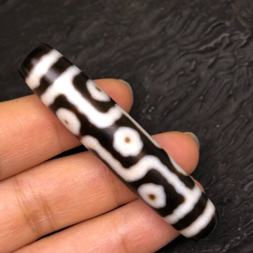 Antique Magic Power Tibetan Old Agate *9 Eyes* Amulet Dzi Bead L157