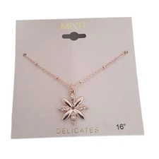 Mixit Women's Flower Rose Gold Plated Rhinestone Pendant Necklace NWT