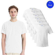 Hanes Essential T-Shirt Short Sleeve Crewneck Classic Fit White Tee, Pack 6
