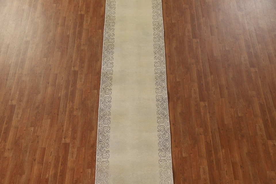 Hand-knotted Muted Traditional Bordered 16 ft. Long Runner Rug 15' 8" x 2' 8" - Image 3 of 4
