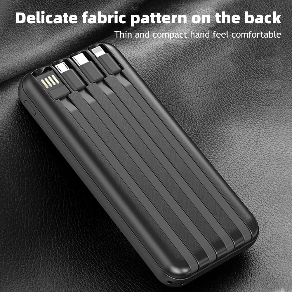 25800mAh Power Bank with 4 Cables - Fast Portable Charger for Phones