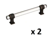 *LOT OF 2* Amerock Glacio 5-1/16 in. Clear/Oil-Rubbed Bronze Drawer Pull *NEW*