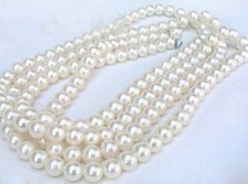 50 inch 8-9mm AAAA perfect Akoya white pearl necklace 14k Gold Clasp