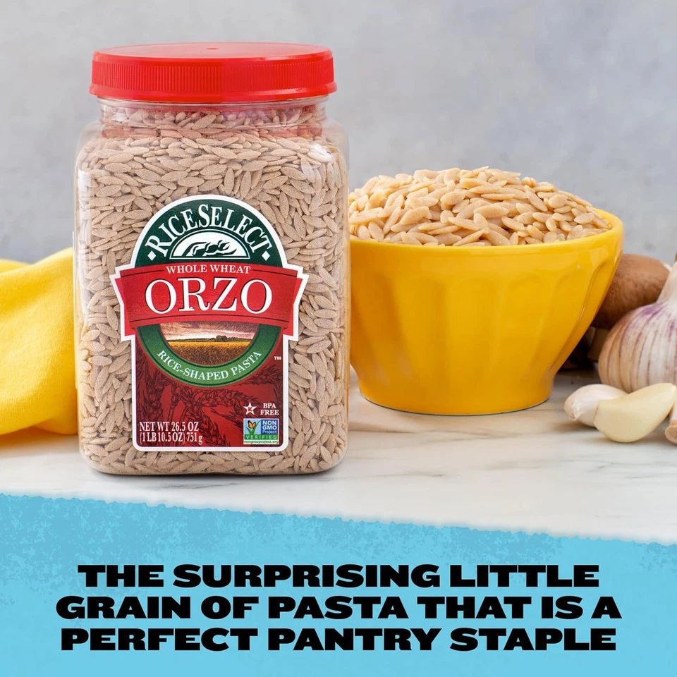 RiceSelect Trigo Integral Orzo Pasta en Forma de Arroz No OGM Vegano 1.66 Libras Paquete de 1 Foto 3 de 4