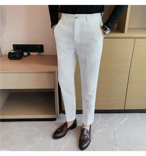 Business Casual Suit Pants For Men Clothing Fit Formal Wear Trousers 36 - Imagen 24 de 30