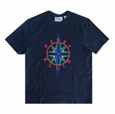 Perry Ellis Men's Logo Short Sleeve Cotton Graphic T-shirt, Black[ M]