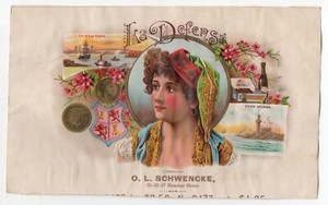  Beautiful 1890s Schwencke NY Sample Inner Cigar Label " La Defensa "