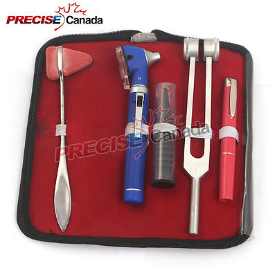 LED FIBER OPTIC OTOSCOPE TUNING FORK C128 TAYLOR HAMMER DIAGNOSTIC ENT SET BLUE
