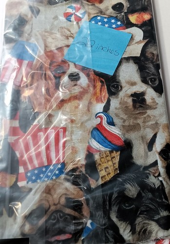 David Textiles Cotton Fabric - Patriotic Dogs - 22 inches - H-320-A - Picture 5 of 6
