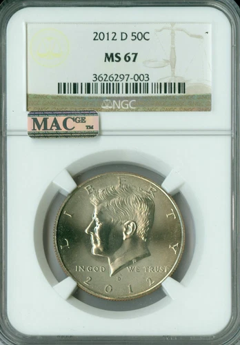 2012 D KENNEDY HALF DOLLAR NGC MS67 2ND FINEST REGISTRY MAC SPOTLESS *