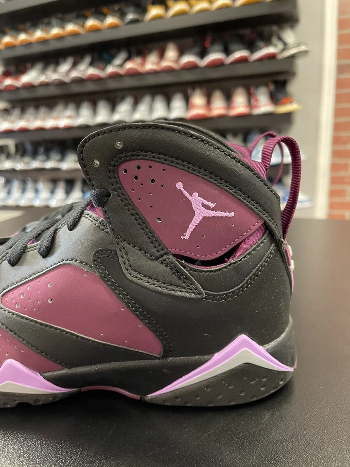 Size 6.5y- Air Jordan 7 Retro GG Black/Mulberry/Wolf Grey/Fuchsia GlowNew - Image 4 of 4