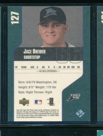2002 Upper Deck #127 Jace Brewer Devil Rays Signed Autograph (CC68 ...