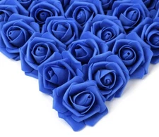 ✅ IPOPU Artificial Flowers Roses Heads, 100 Pcs Faux Flowers 100pcs Royal Blue