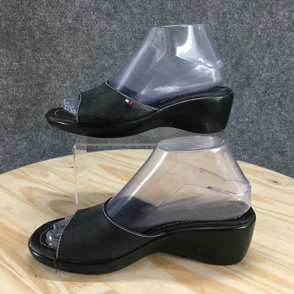 Женские повседневные сандалии Tommy Hilfiger 6,5 M Trudy на танкетке черная кожа - Изображение 2 из 4