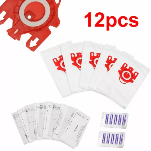 12pcs Vacuum Cleaner Bags For Miele Compact C1 + C2 Series FJM Type + Fresheners