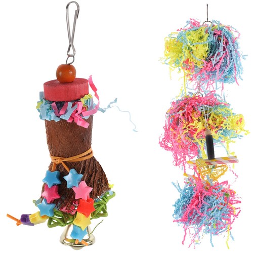 4 Pcs Parrot Chew Toy Wooden Budgie Toys Cage Bird Parrots Chewing Hanging - Picture 7 of 12