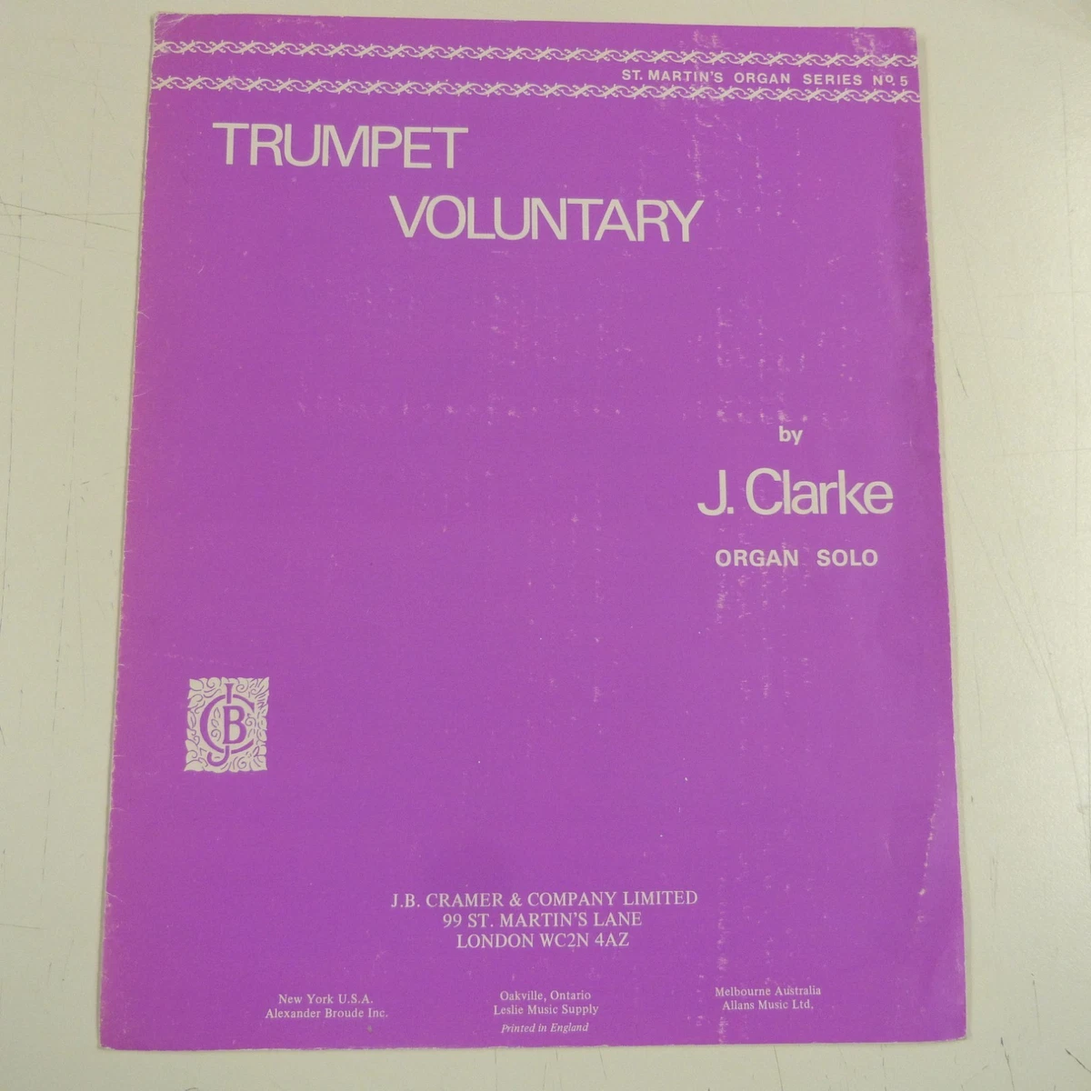 organ J. CLARKE trumpet voluntary arr. Frank E. Brown Cramer Co