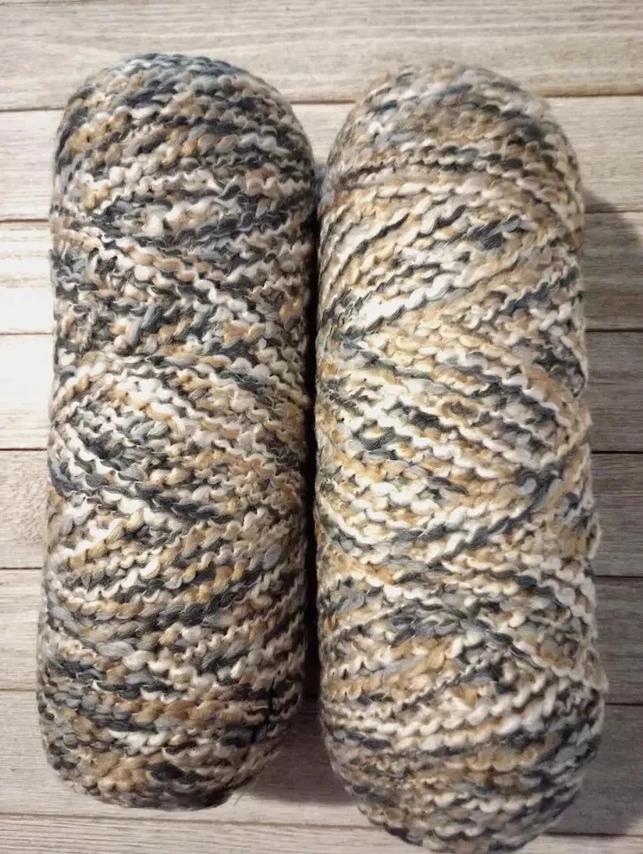 crochet yarn bulky lion Brand homespun #5 shaker lot skein brown crème gray new - Image 2 of 3