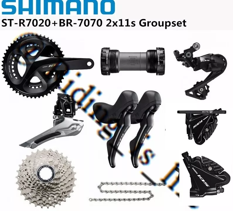 New Shimano 105 R7000/R7020 Groupset 2x11-Speed Hydraulic Disc Brakes Plat Mount