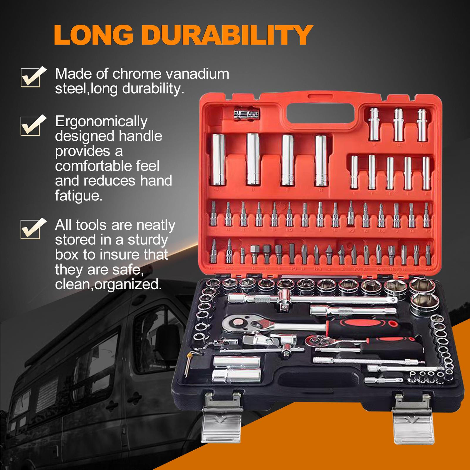 94 PCS Hand Tool Sets Car Repair Tool Kit Set Box for Home Socket ...