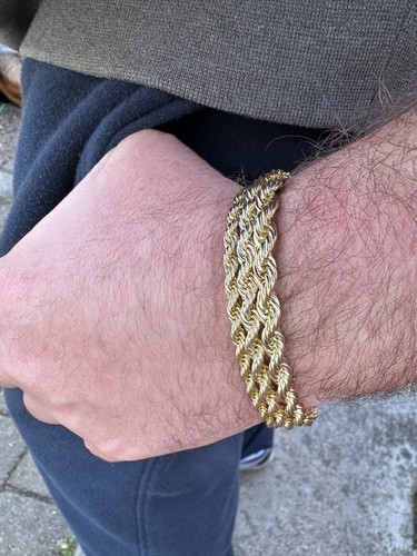 Iced MOISSANITE Clasp 14k Gold Over Stainless Steel Rope Chain Necklace Bracelet - Picture 21 of 24