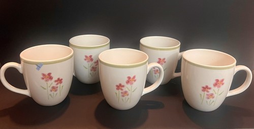 Thomson Pottery Coffee Cups Floral Thompson Set Of 5 (A17) - Picture 5 of 6