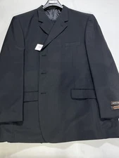 Mens Bergamo Black 2 Piece Wool Suit Size 52L 48W NEW