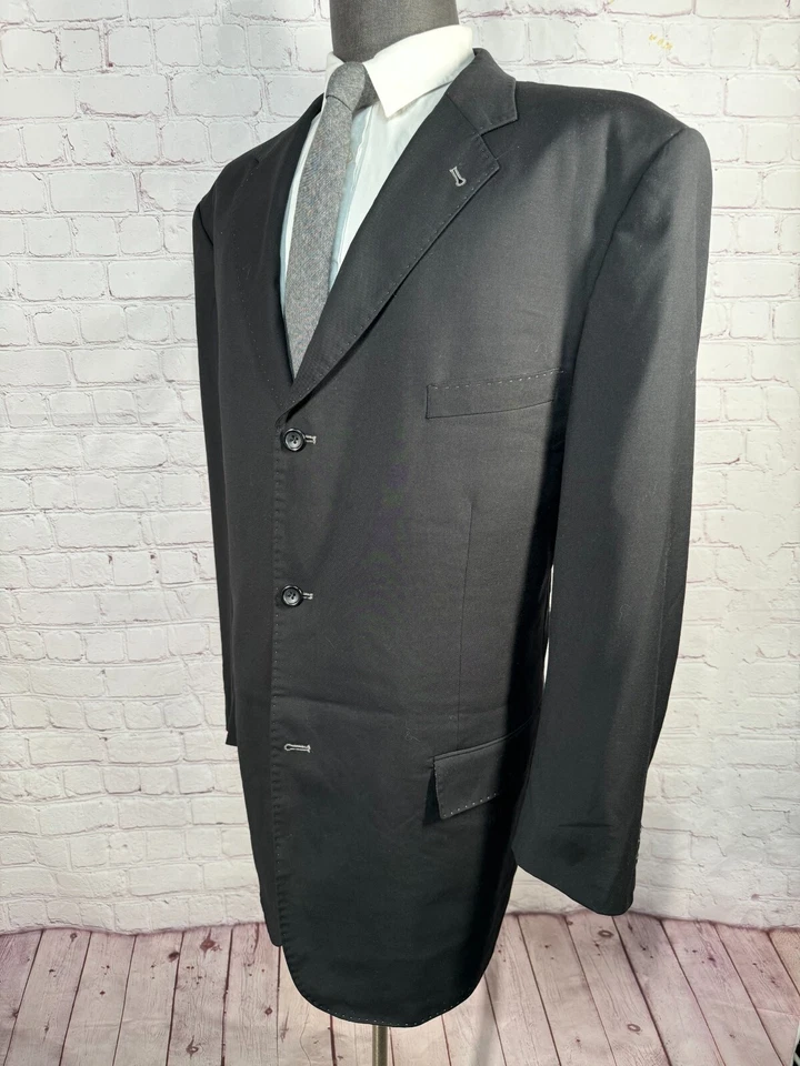 Mens Black 3 Button BIG & TALL Super Soft 2 Piece Suit 52R Jacket 48x30 Pant - Image 3 of 4