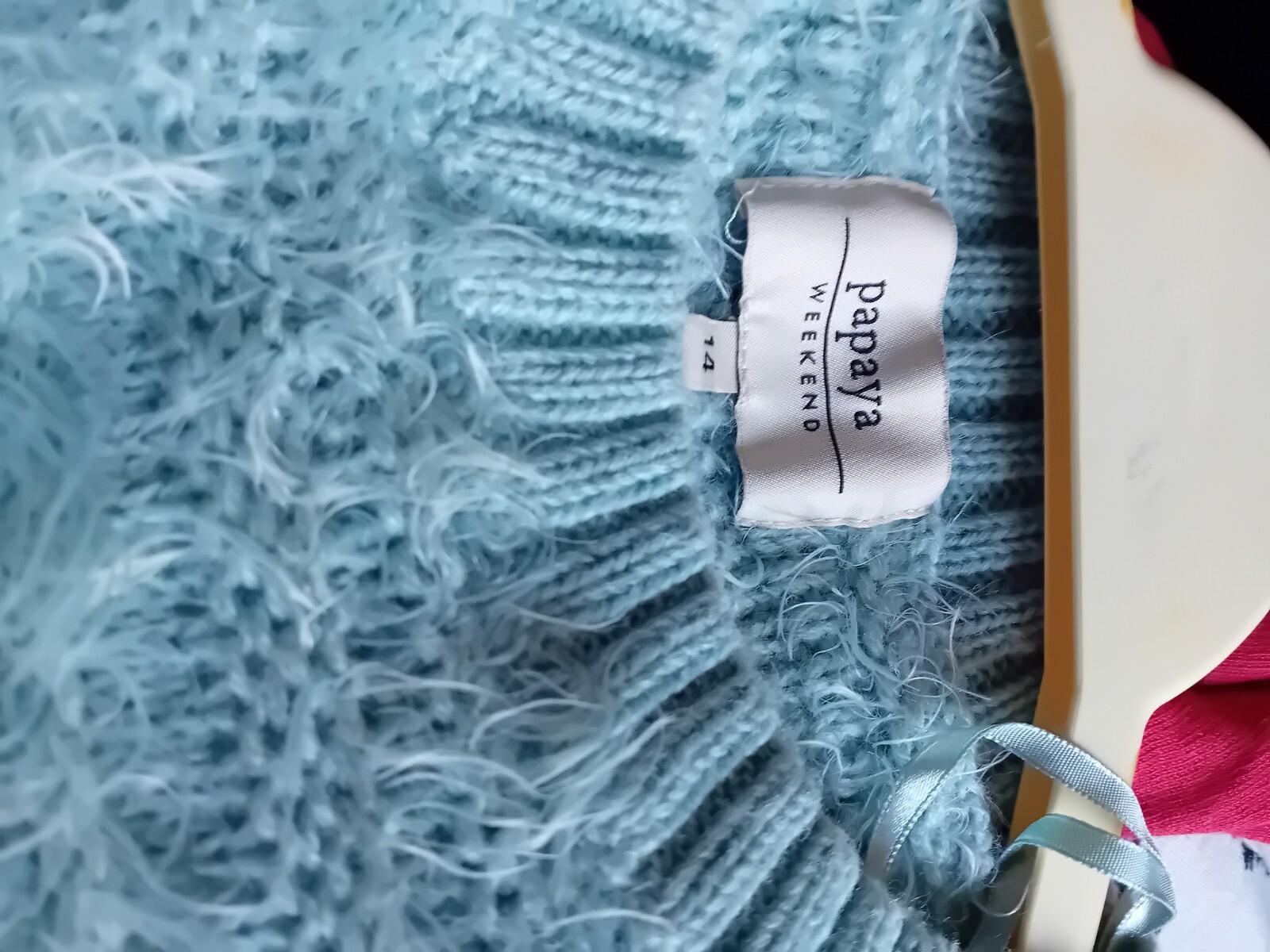 LADIES BLUE FLUFFY JUMPER SIZE 14 eBay