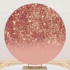 7x7ft Rose Gold Glitter Round Backdrop Cover Pink Shining Sparkle Sequins Photo