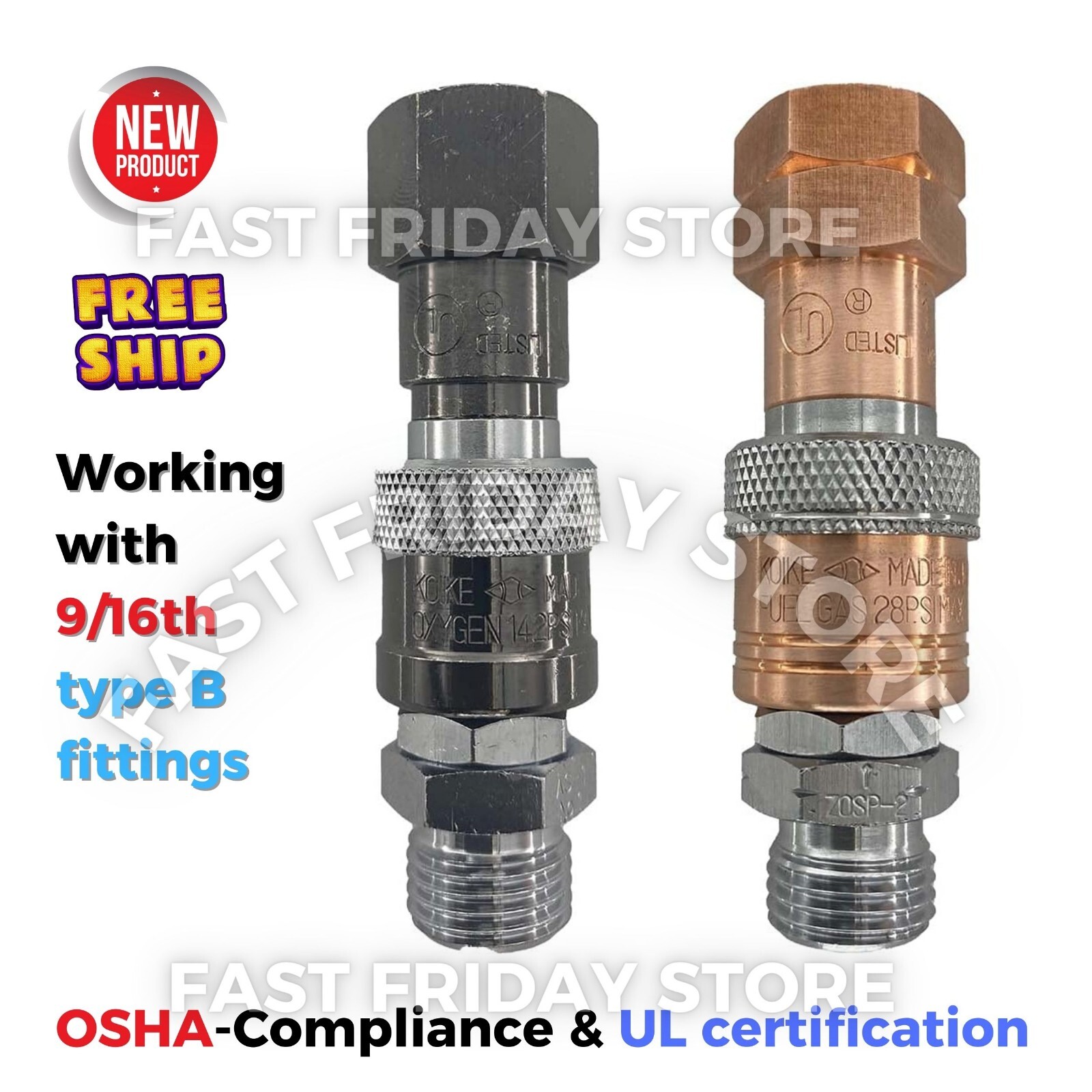 Oxy-Fuel Quick Connect Torch To Hose Coupler Set for Safe Fuel/Oxygen Disconnect