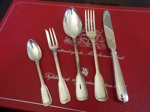 WMF Modell AUGSBRGER FADEN Tafelbesteck 6 Personen 30 Teile Silber 90er TOP ! - Bild 5 von 7
