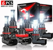 For Ford F 150 2015-2020 12000K White LED Headlight Hi/Lo Beam + Fog Light Bulbs